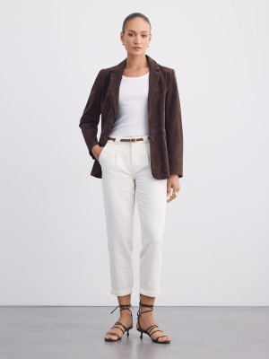 Mohito - Jeansy chino slim z paskiem - kremowy -