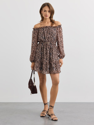 Mohito - Minikleid mit Leopardenmuster - Beige - 32
