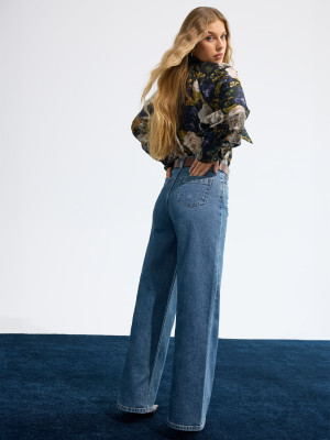 Mohito - Blugi wide leg - Albastru - 32