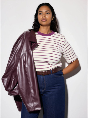 Mohito - T-shirt in cotone - viola scuro - XL