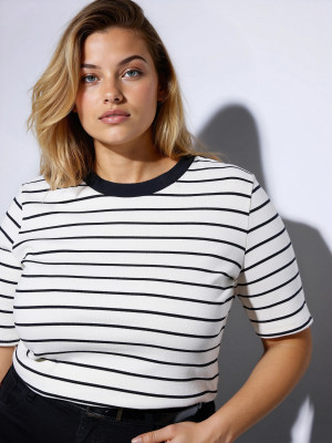 Mohito - Tricou de bumbac în dungi - Negru - XL