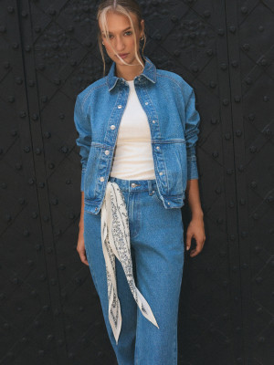 Mohito - Geacă din denim, cu nasturi - Albastru - 42
