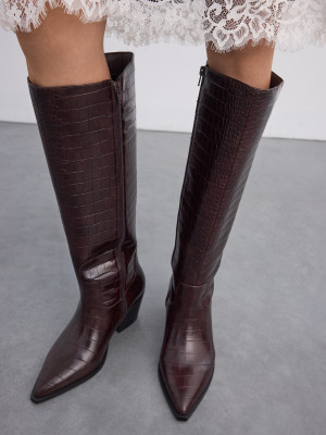 Mohito - Overknee-Stiefel mit Blockabsatz - Dunkelbraun - 41