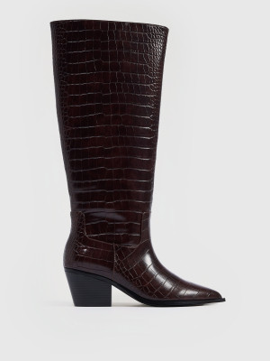 Mohito - Overknee-Stiefel mit Blockabsatz - Dunkelbraun - 36