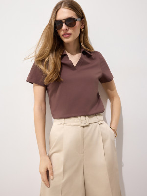 Mohito - T-shirt con colletto - marrone - XS
