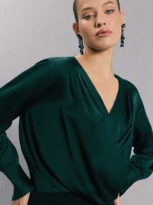 Mohito - Blusa con incrocio - verde scuro - 34