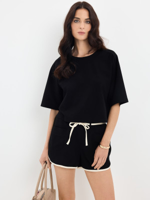 Mohito - Oversized-T-Shirt - Schwarz - XXL