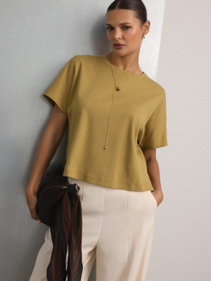 Mohito - LADIES` T-SHIRT - Olivgrün - L