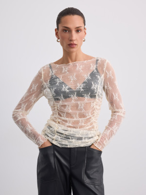 Mohito - Blusa de encaje - nude - L