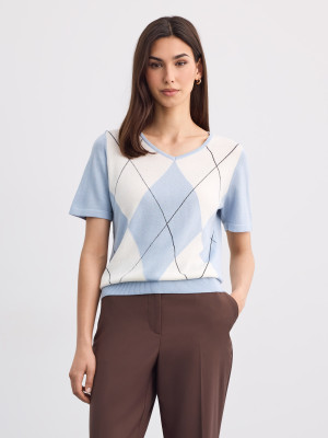 Mohito - Sweter z geometrycznym wzorem - błękitny -