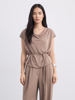 Mohito - Bluse mit Falten - Beige - L