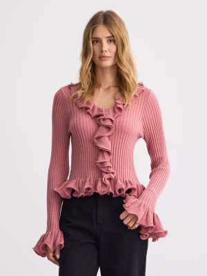 Mohito - Jersey con volante - rosa empolvado - M