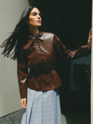 Mohito - Jacke mit Bündchen in der Taille - Dunkelbraun - 32