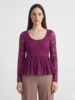 Mohito - Blusa leggera con pizzo - viola scuro - M