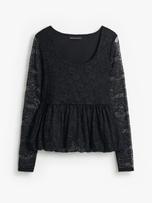 Mohito - Bluse mit Spitze - Schwarz - L