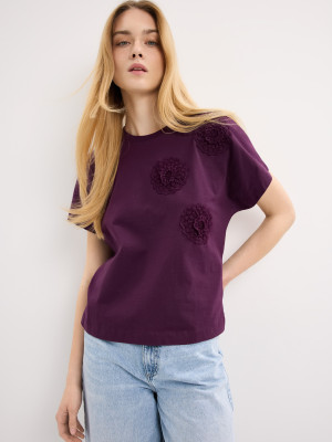 Mohito - T-Shirt mit Applikation - Dunkelviolett - XS