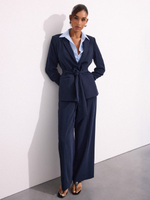 Mohito - Spodnie wide leg - granatowy -