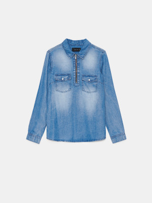 Mohito - Hemdbluse aus Denim - Blau - 32