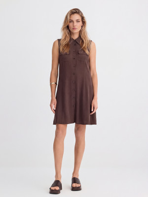 Mohito - Mini-Hemdkleid - Dunkelbraun - 44