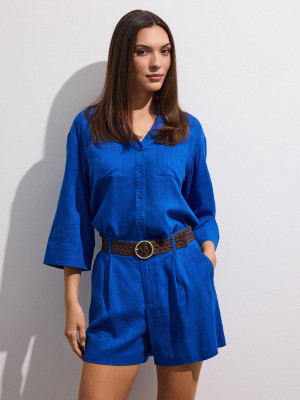 Mohito - Hemdbluse mit 3/4-Ärmeln - Blau - 38