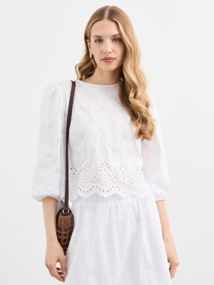 Mohito - Bestickte Bluse - Weiß - 40