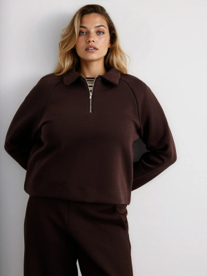 Mohito - Sweatshirt mit Kragen - Dunkelbraun - M