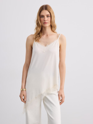 Mohito - Top con pizzo - panna - XS