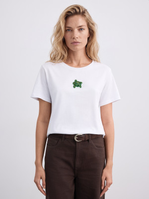 Mohito - T-shirt con applique - bianco - 3XL