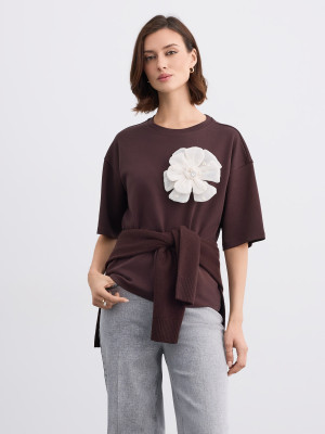 Mohito - Camiseta con elemento decorativo - marrón oscuro - XL