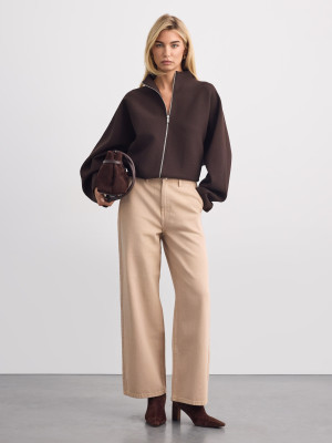 Mohito - Jeansy wide leg petite - beżowy -