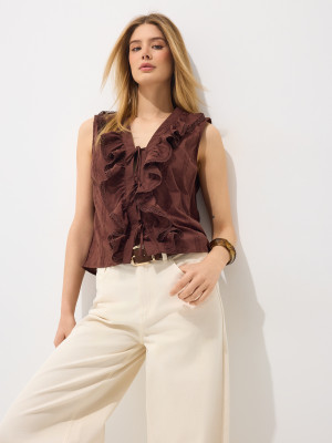 Mohito - Blusa a balze - marrone scuro - 36