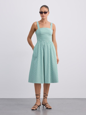 Mohito - Abito midi a righe - verde - 40