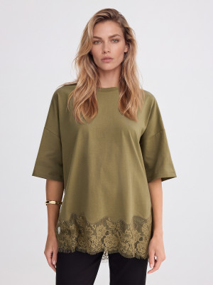 Mohito - Blusa leggera con pizzo - cachi - XXL