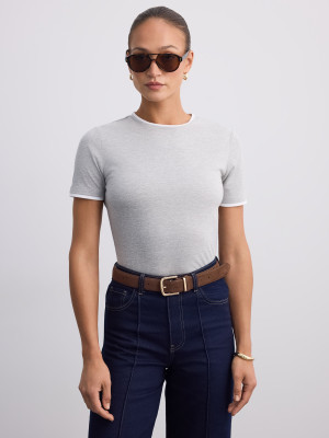 Mohito - Tailliertes T-Shirt - Grau - M