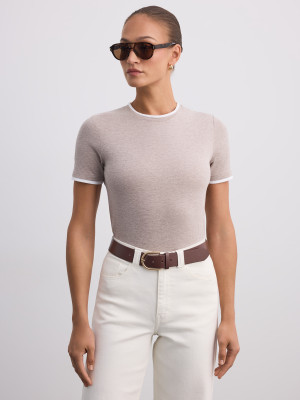 Mohito - T-shirt aderente - beige - XS