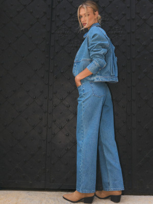 Mohito - Blugi wide leg - Albastru - 32