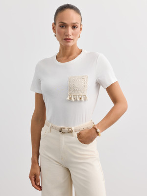 Mohito - T-shirt con applique - panna - XXL