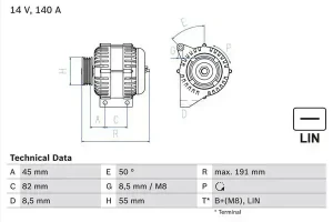 2.0 T, T5, D5, R 2,5, 2.4, 2.5 T, 2.4 D, 2.4 CDI VOLVO S60 1 Alternator 140a