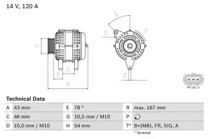1.6 TDCi, 2.0 TDCi FORD FOCUS MK2 Alternator 120a
