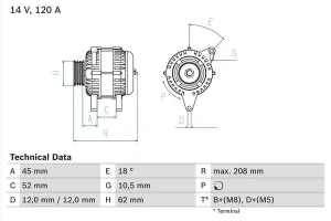 1.9 D FIAT BRAVO II Alternator 120a