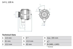 0 986 049 530 BOSCH Alternator 120a 100a