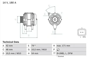 2.0 HDi PEUGEOT EXPERT TEPEE (VF3X_) Alternator 180a