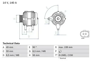 0 986 081 160 BOSCH Alternator 140a