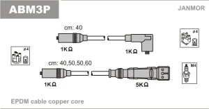 1.8 S, 1.8, 1.4, 2.0, 2.0 E, 1.6, 1.8 E AUDI 80 B3 Przewody zapłonowe JANMOR