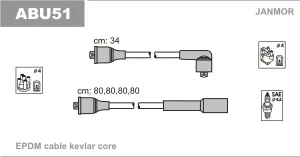 przewody zapłonowe audi a4 b5 1.6 ABU51 JANMOR