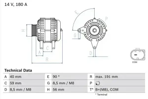 1.6 TDI, 2.0 TDI SKODA SUPERB II Kombi (3T5) Alternator 180a