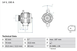 0 986 082 330 BOSCH Alternator 150a