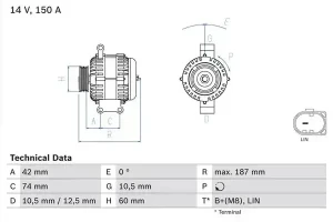 0 986 082 330 BOSCH Alternator 150a