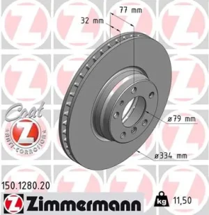 Tarcza hamulcowa przód BMW 7 E38 ZIMMERMANN