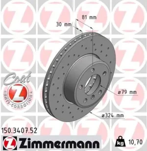 tarcze hamulcowe bmw e65 150.3407.52 ZIMMERMANN